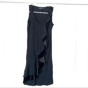 NWT New INC Black Velvet Ruffle Cocktail Dress Vintage Glamour XS